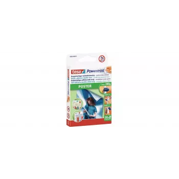 tesa 58003 Powerstrips Poster Klebestreifen, 60 Stück, Weiß, beschädigungsfreie Montage 58003-00500-04