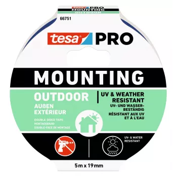 tesa Montage PRO Outdoor 66751-00001-00 Transparentes Montageband, 5 m x 19 mm, 1 Rolle
