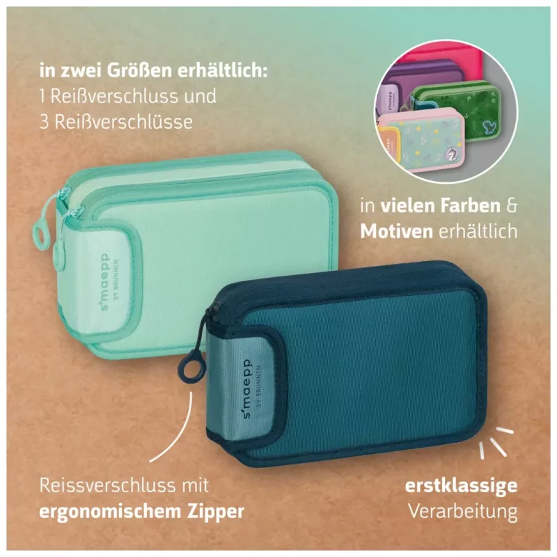 BRUNNEN s'maepp Sweet Dino Jungle gefülltes Federmäppchen, 33 Teile, Grün 104942102