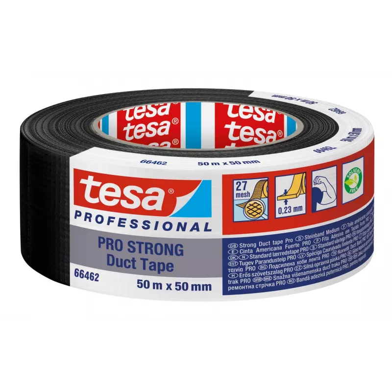 Tesa Pro Strong Gewebeband Schwarz 50 m x 50 mm 66462-00002-00
