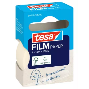 Tesa 59211 Papier-Klebeband 19 mm x 10 m, Naturweiß, handabreißbar, beschreibbar, lösungsmittelfrei 59211-00000-00