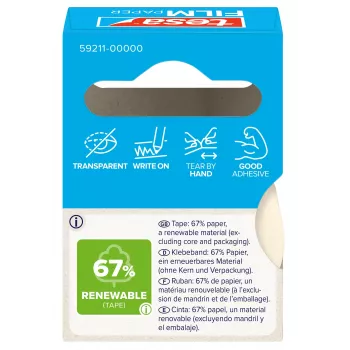 Tesa 59211 Papier-Klebeband 19 mm x 10 m, Naturweiß, handabreißbar, beschreibbar, lösungsmittelfrei 59211-00000-00