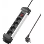 Sygonix SY-4538264 4-fach Steckdosenleiste mit Schalter, 1,5 m, Schwarz/Silber