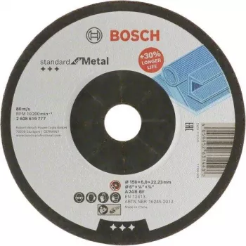 Bosch Standard for Metal Schleifscheibe 125 x 6,0 mm gekröpfte Mitte Typ 27 Aluminiumoxid 2608619777