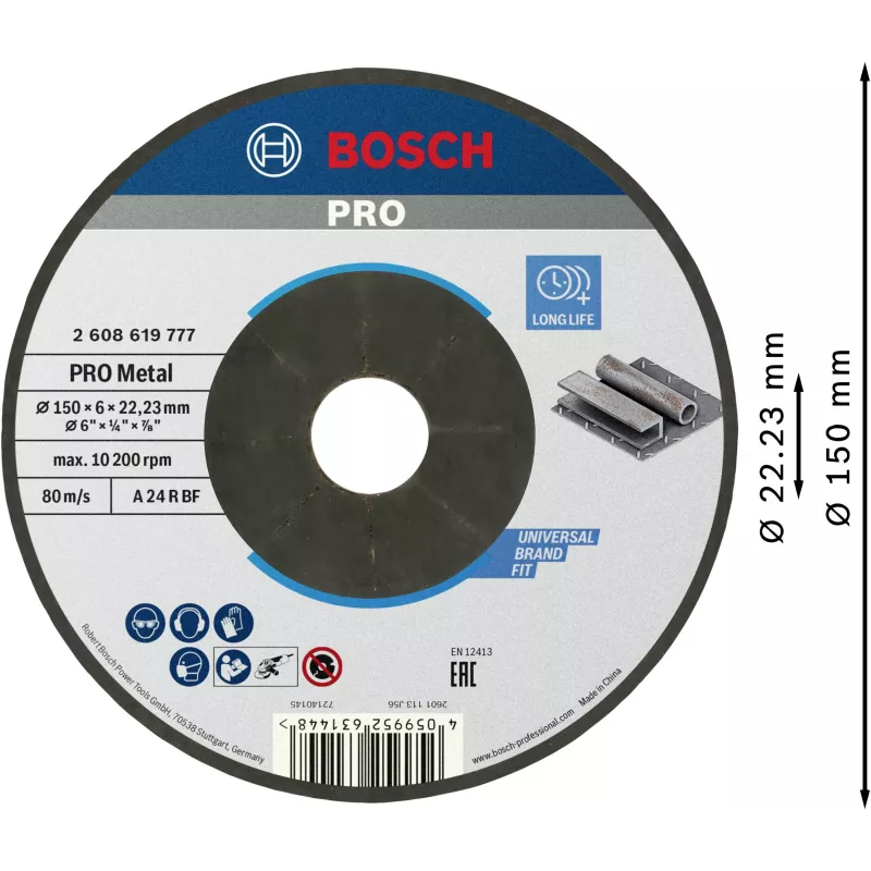 Bosch Standard for Metal Schleifscheibe 125 x 6,0 mm gekröpfte Mitte Typ 27 Aluminiumoxid 2608619777