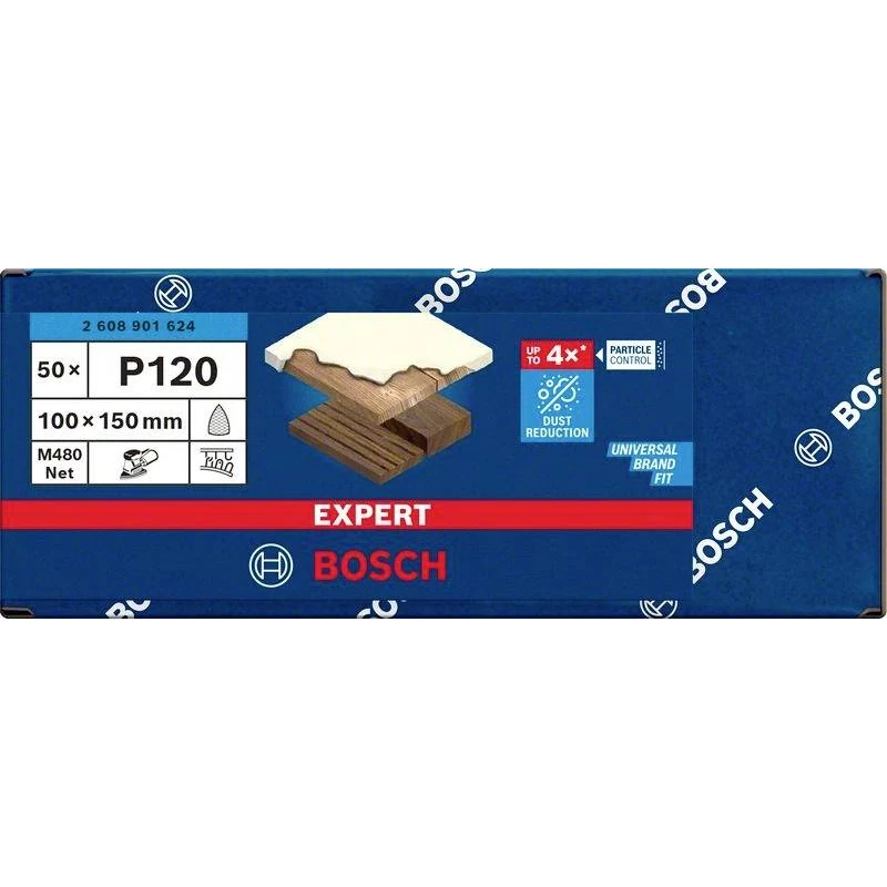 Bosch Accessories 2608901624 Schleifnetz für Multischleifer Körnung 120, 150 x 100 mm, 50 Stück