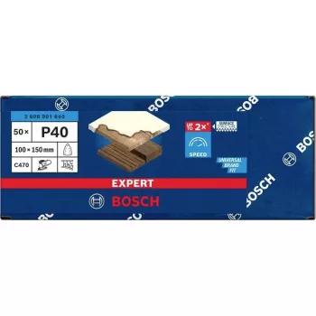 Bosch Accessories 2608901640 Schleifblätter für Multi-Schleifer, Körnung 40, 150 mm x 100 mm, 50er-Pack