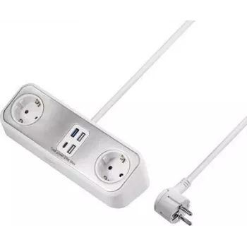 Sygonix SY-4538256 2-fach Schuko-Steckdosenleiste, Weiß, 1,5 m Kabel