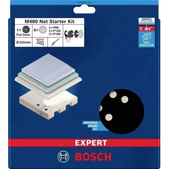 Bosch Expert M480 225 mm Schleifnetz-Set für Trockenbauschleifer, Körnung P80/P120/P180, 3-teilig 2608901667
