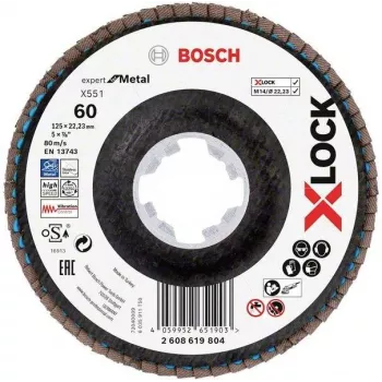 Bosch X-LOCK R780 Best for Inox Fächerschleifscheibe 125 mm P60 Zirkonkorund konisch Typ 29 2608619804