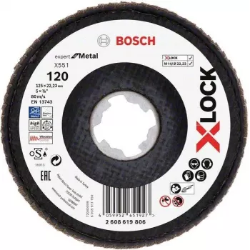 Bosch Accessories 2608619806 Expert for Inox X-LOCK Schleifscheibe 125 mm, Körnung 60, 1 Stück