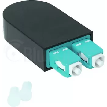 BLUELAN BlueOptics LWL-Loopback-Adapter OM3 50/125µm Multimode SC/UPC Duplex, Aqua/Türkis, Keramikferrule, -40°C bis +85°C (BOLBSCOM3)
