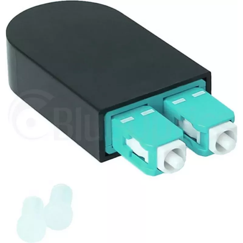 BLUELAN BlueOptics LWL-Loopback-Adapter OM3 50/125µm Multimode SC/UPC Duplex, Aqua/Türkis, Keramikferrule, -40°C bis +85°C (BOLBSCOM3)