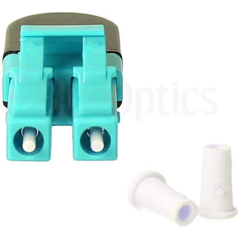 BLUELAN BlueOptics OM3 LC/UPC Duplex Multimode Glasfaser Loopback Adapter, Aqua, Keramikferrule, -40°C bis +85°C BOLBLCOM3