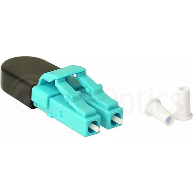 BLUELAN BlueOptics OM3 LC/UPC Duplex Multimode Glasfaser Loopback Adapter, Aqua, Keramikferrule, -40°C bis +85°C BOLBLCOM3