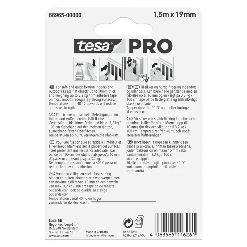 tesa Montage PRO Transparent 66965-00000-00 Montageband 1,5 m x 19 mm