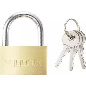 Sygonix SY-5045284 Vorhängeschloss 39,8 mm gleichschließend? Nein, ungleichschließend Gold-Gelb Massives Messing mit gehärtetem Stahlbügel