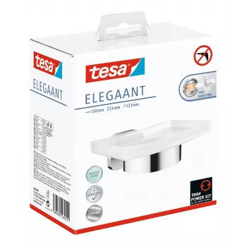 tesa ELEGAANT 40628-00000-00 Seifenschale Chrom (Glänzend), Weiß (Satin)
