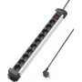 Sygonix SY-4538266 10-fach Steckdosenleiste mit Schaltern, 1,5m Kabel, Schwarz/Silber
