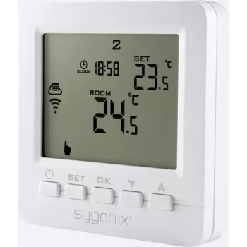 Sygonix Funk-Raumthermostat Unterputz mit Wochenprogramm, 5-35°C, 868 MHz, 16A Relais, Weiß (SY-4500820)