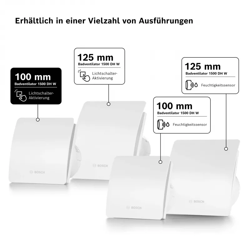BOSCH F1500 DH 100 Badezimmer-Abluftventilator mit Nachlaufzeit DN 100 7738335626