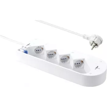 Sygonix SY-5228510 4-fach Steckdosenleiste mit Schalter, Weiß, 1,5 m Kabel