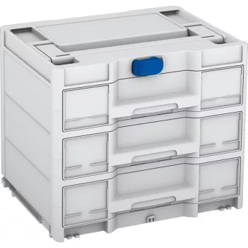 TANOS Systainer³ Sortainer/3 M 337 Modularer Kleinteile-Organizer mit 3 Schubladen, ABS-Kunststoff, Hellgrau/Anthrazit, 396 x 330 x 296 mm 83000874