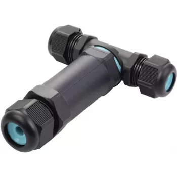 Sygonix SY-5516050 wetterfester Kabelverbinder mit Schraubklemmen, IP68, 3-polig, Schwarz