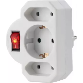 Sygonix SY-4673744 3-fach Schuko-Steckdosenleiste mit beleuchtetem Schalter - Weiß