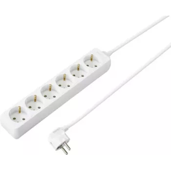 Sygonix SY-4891000 6-fach Schuko-Steckdosenleiste Weiß 1,5m Kabel mit Schalter und Kindersicherung