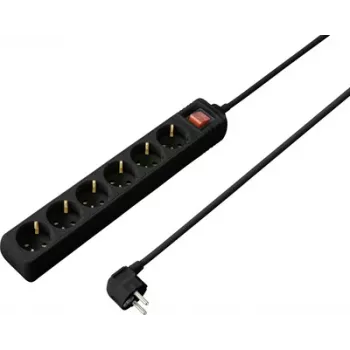 Sygonix SY-4891002 Schuko-Steckdosenleiste mit Schalter, Schwarz, 1 Steckdose, 1,5 m Kabel