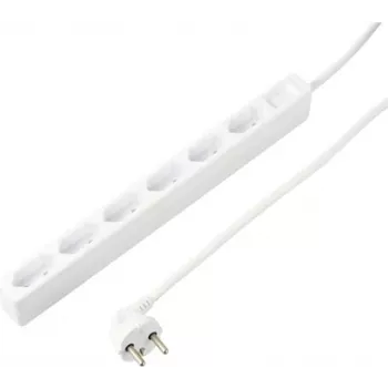 Sygonix SY-5775150 6-fach Steckdosenleiste mit Eurostecker, Weiß, 1,5m Kabel