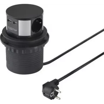 SYGONIX SY-4780156 Steckdosenturm 8 AC-Steckdosen 2 USB-A 1 USB-C 1,5m Kabel Schwarz/Silber