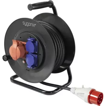 Sygonix SY-5806894 Kabeltrommel 25 m CEE-Stecker 16 A 5-polig IP44 Schwarz