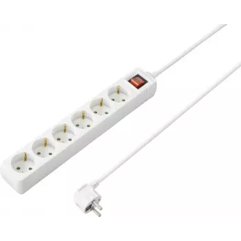 Sygonix SY-4891008 Steckdosenleiste mit Schalter, 3 Steckdosen, 1,5 m Kabel, Weiß