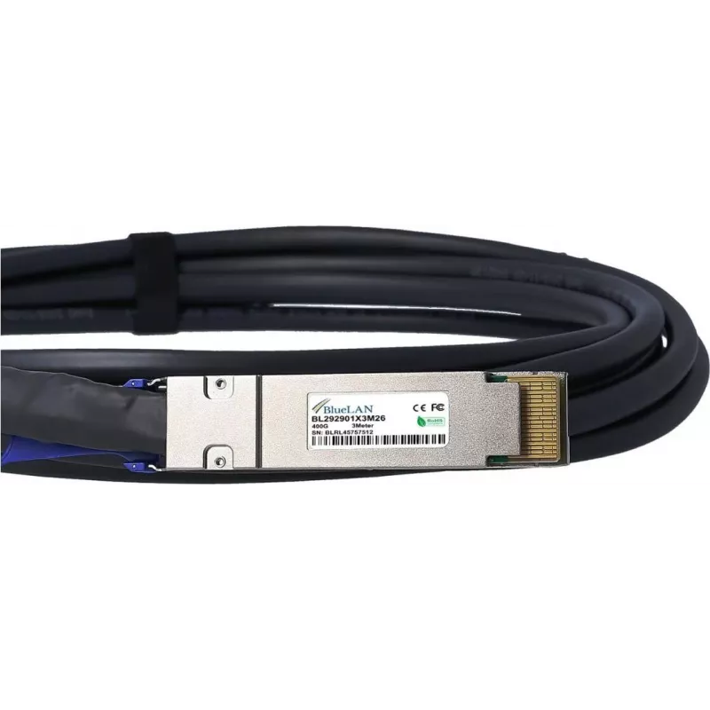 BlueLAN 400G QSFP-DD Direct Attach Kabel, 26 AWG, 2m, NVIDIA-kompatibel