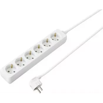 SYGONIX SY-4890998 6-fach Schuko Steckdosenleiste Weiß 1,5m Kabel Ohne Schalter