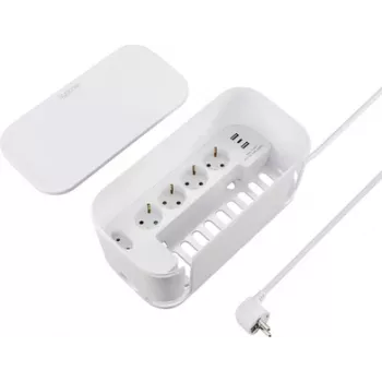 Sygonix SY-6118238 5-fach Schuko-Steckdosenleiste mit Stromschiene, 1,5 m Kabel, Weiß