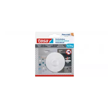tesa 77781 Klebe-Deckenhaken für Tapeten & Putz, Weiß, 3 Haken + 4 Powerstrips