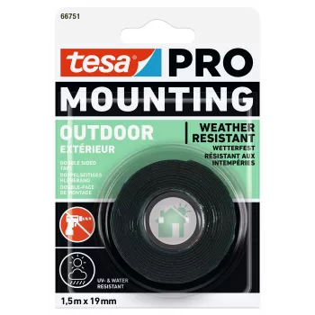 tesa Montage PRO Outdoor 66751-00000-00 Transparentes Montageband 1,5 m x 19 mm