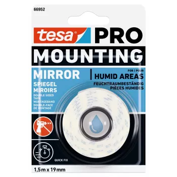 tesa Montage PRO Spiegel-Montageband Weiß 1,5 m x 19 mm 66952-00000-00