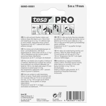tesa Montage PRO Transparent 66965-00001-00 Doppelseitiges Acrylschaum-Montageband, 5 m x 19 mm, hält bis zu 10 kg/m, UV- und feuchtigkeitsbeständig, für Innen- und Außenbereich