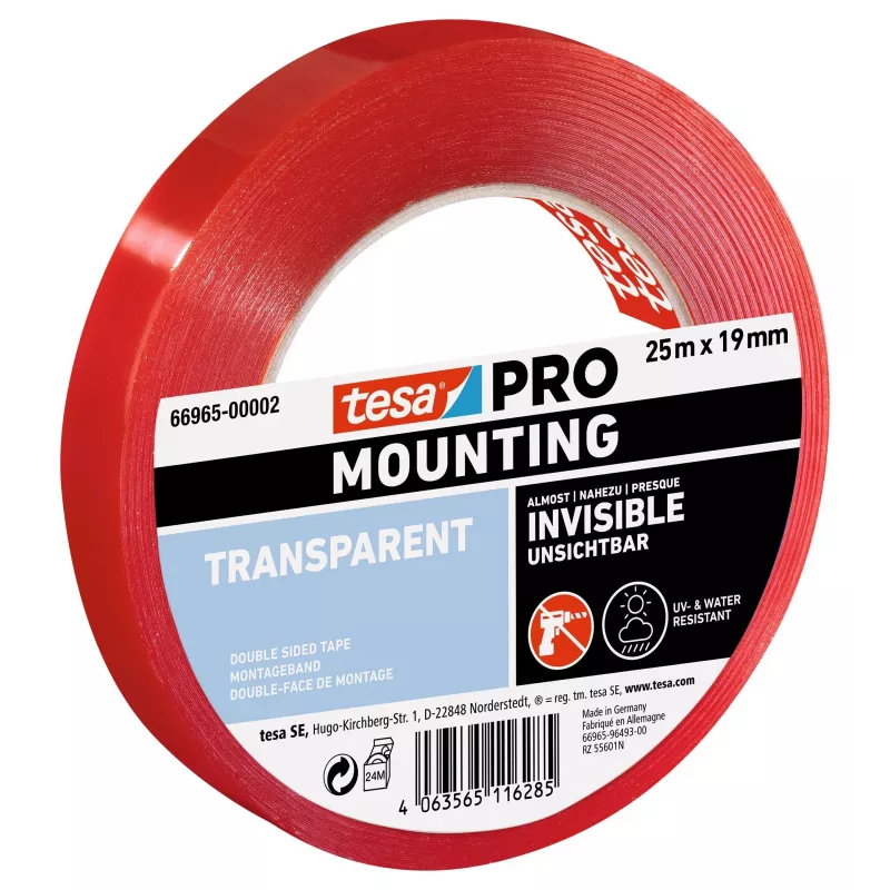 tesa Montage PRO Transparentes Montageband 25 m x 19 mm 66965-00002-00