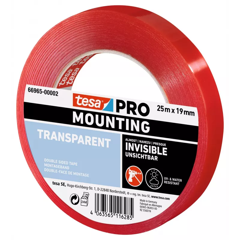 tesa Montage PRO Transparentes Montageband 25 m x 19 mm 66965-00002-00