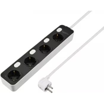 Sygonix SY-6118236 4-fach Steckdosenleiste mit beleuchtetem Schalter, Schuko, 1,5 m Kabel, Schwarz