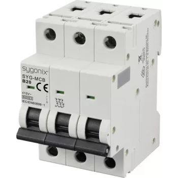 Sygonix SY-6440996 3-poliger Leitungsschutzschalter B20 20A 415V AC 6kA DIN-Schiene