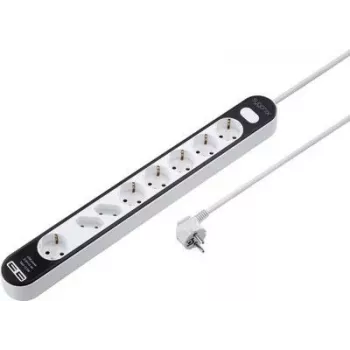 Sygonix SY-4538278 8-fach Steckdosenleiste mit Schalter, Weiß/Schwarz, 1,5 m Kabel