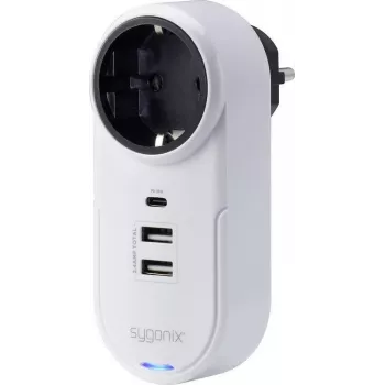 Sygonix SY-4512996 Zwischenstecker mit USB, Weiß