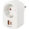 Sygonix SY-6713236 Steckdosenadapter mit 2 USB-Anschlüssen, Typ F, 3680 W, Weiß
