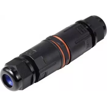 Sygonix SY-6748354 wetterfester Kabelverbinder mit Push-in-Klemmen, 3-polig, IP68, Schwarz